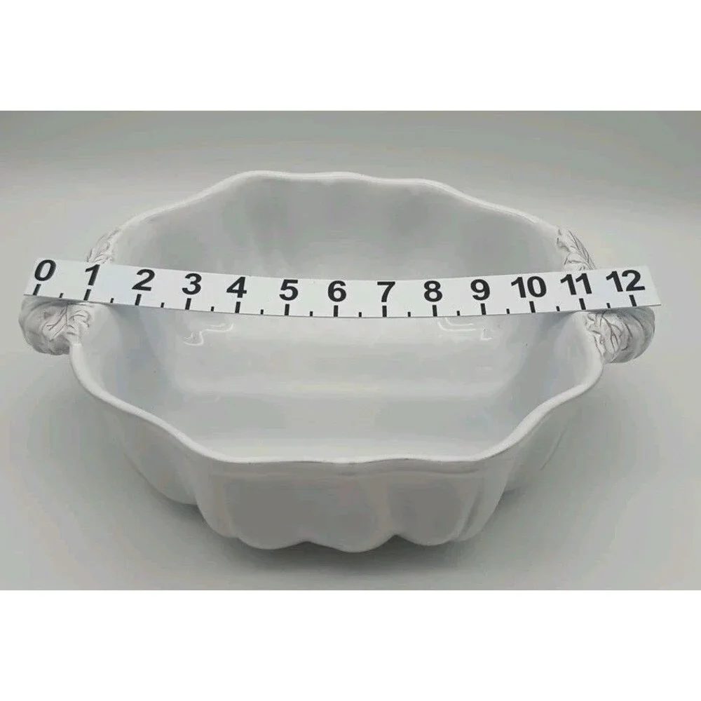Sur La Table Bowl Embossed Pumpkin White Double Handled Serving 9